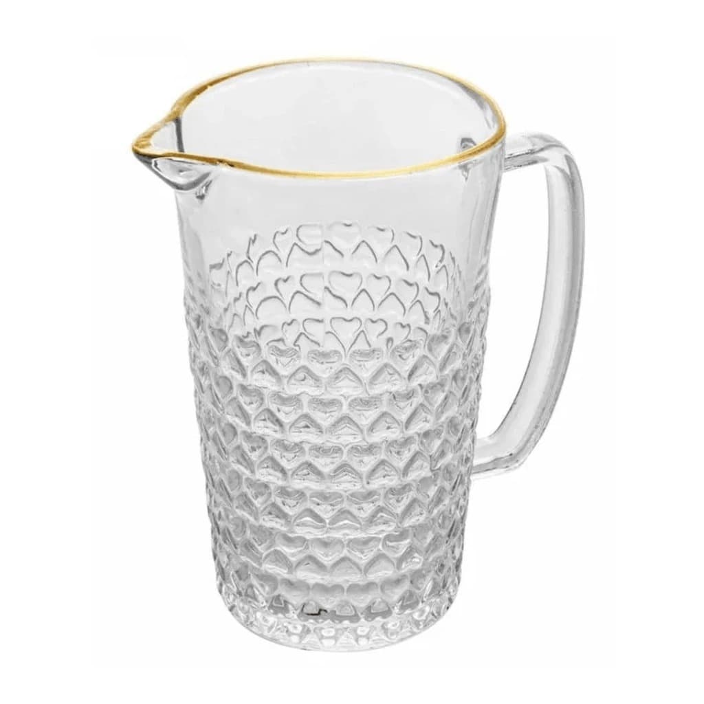 Jarra De Vidro Com Fio De Ouro  Coração1l- Lyor- Jarra Para suco