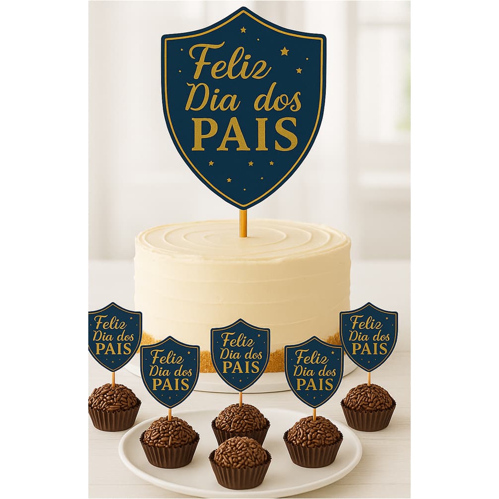 Kit topo de bolo e toppers para doces Dia do Pais/Kit de personalizados Dia dos Pais: topo de bolo e toppers para doces