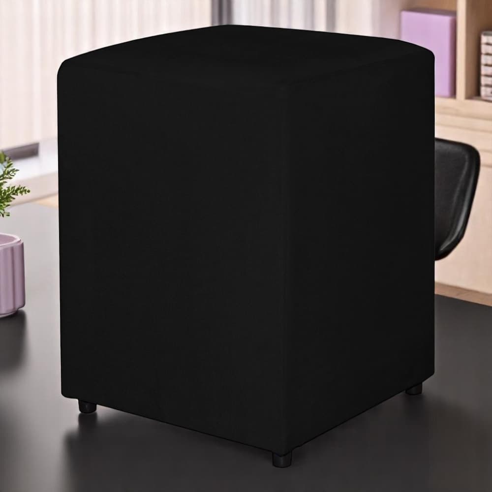 Puff Quadrado Resistente Sala de Estar Recepção Suede Preto