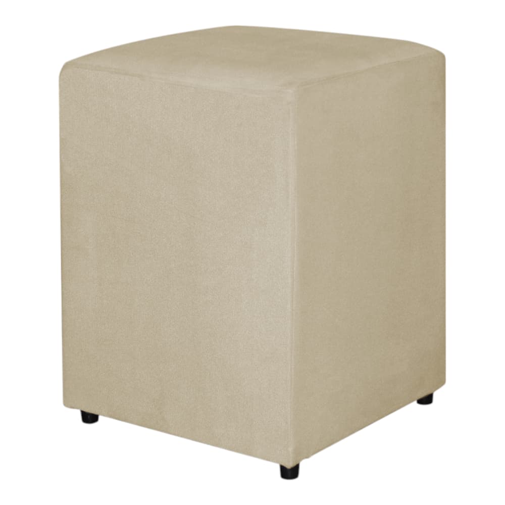 Puff Quadrado Resistente Sala de Estar Recepção Suede Bege