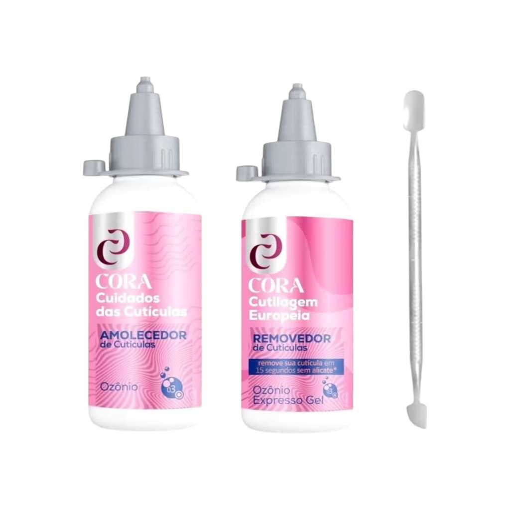 🧴 Amolecedor + Removedor Cutículas com Ozônio 💧 Cora 100ml + Espátula Inox ✨