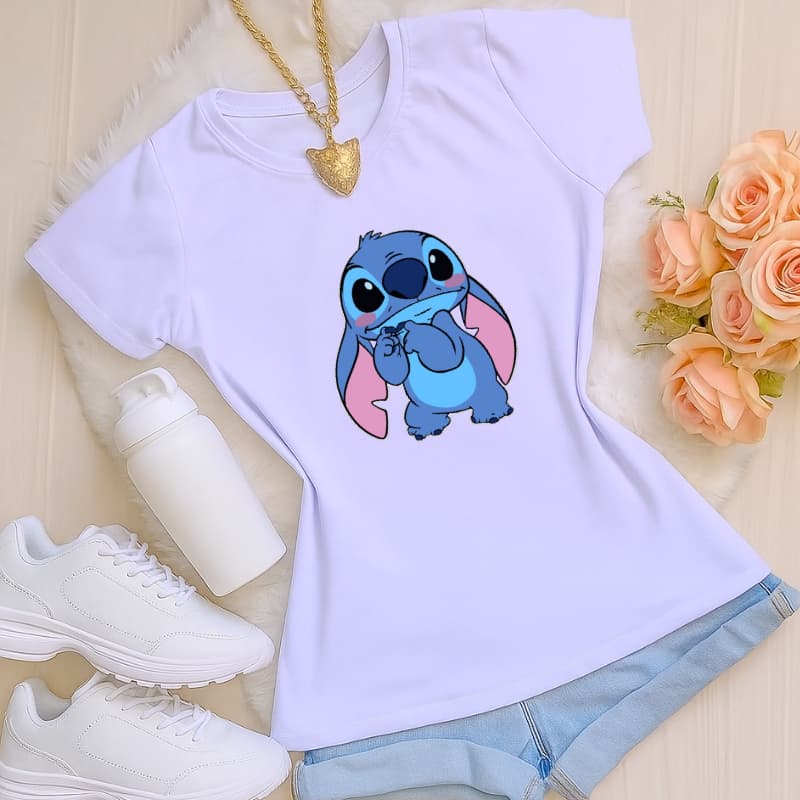 t-shirt feminina roupa adulto personagens stitch moda basica P ao GG
