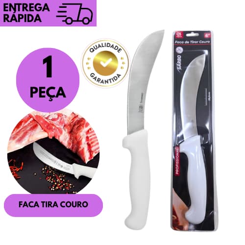 Faca Tira Couro 6 Polegadas Inox Profissional Corte Preciso Cabo Ergonômico Resistente