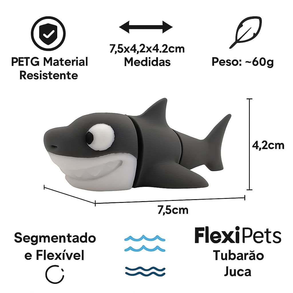 Tubarão Juca Flexível – Colecionável, Flutua e É Pura Diversão! 🛁