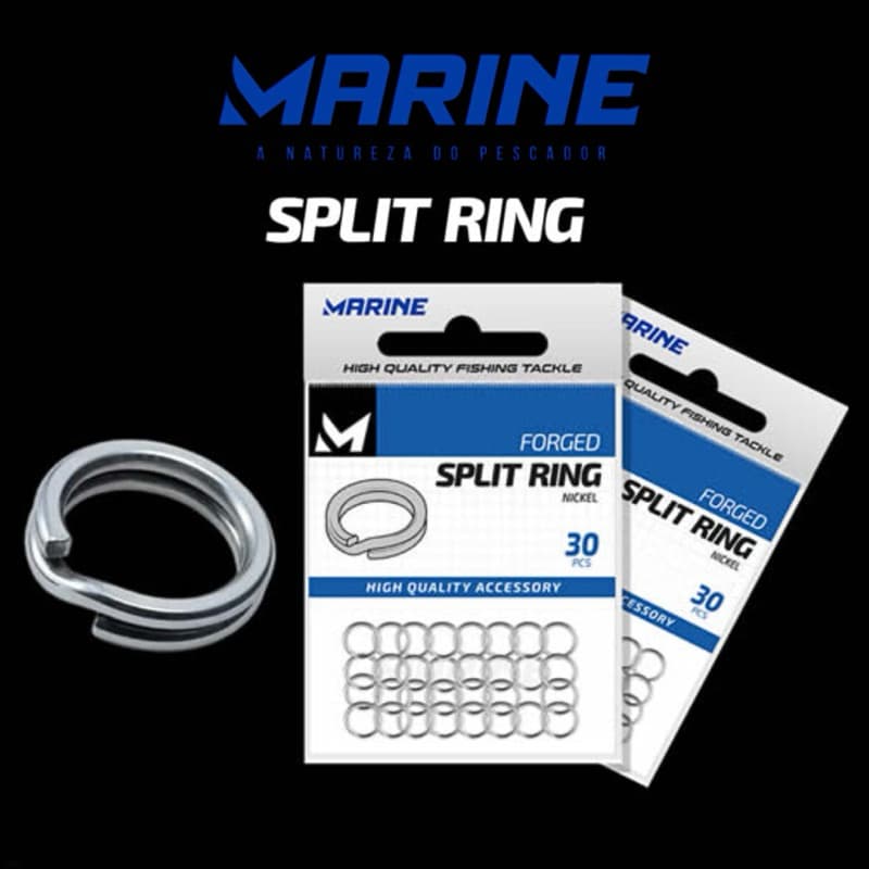 Argola p/ Isca Artificial Split Ring - Marine Sports - 30 Unidades (Cartela) Todos os Tamanhos - Super Resistente
