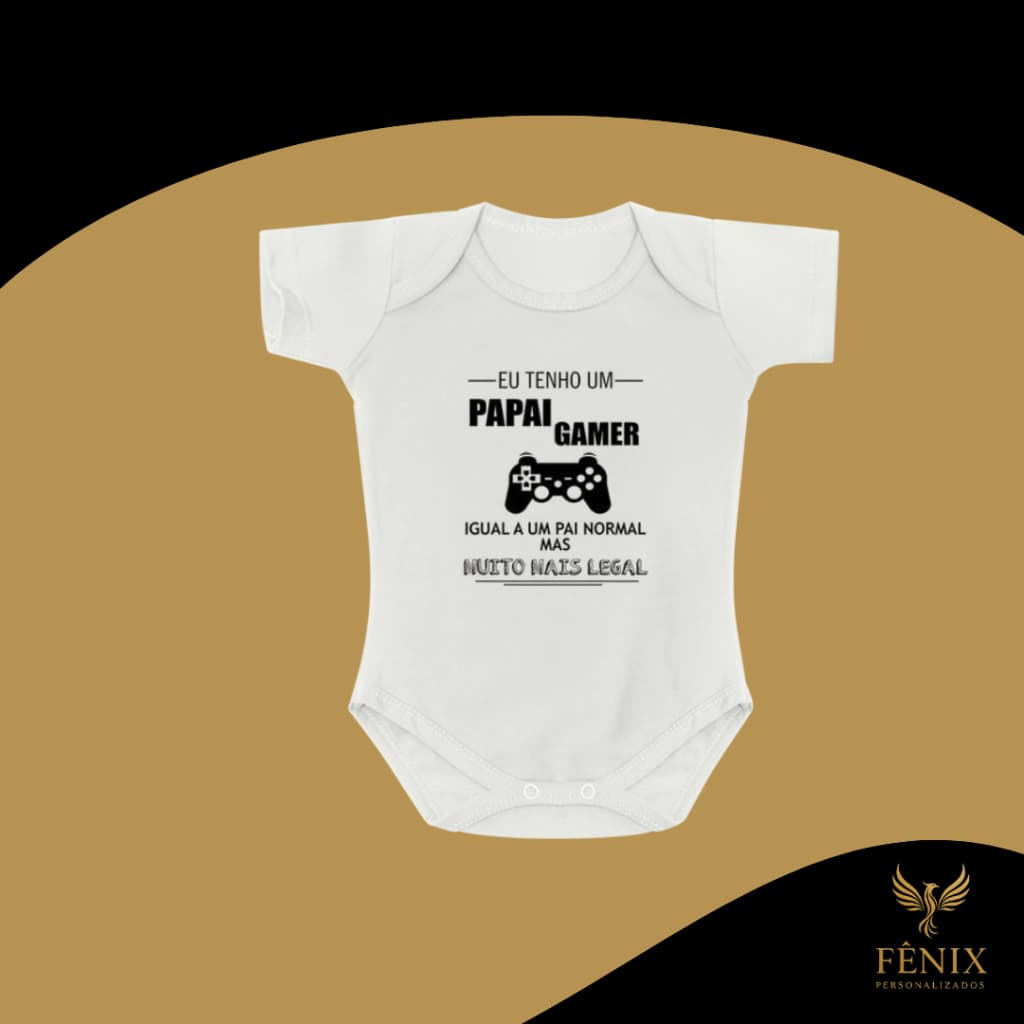 Body De Bebê Personalizado Frases Criativo Infantil Branco Papai Gamer Geek Nerd Video Game