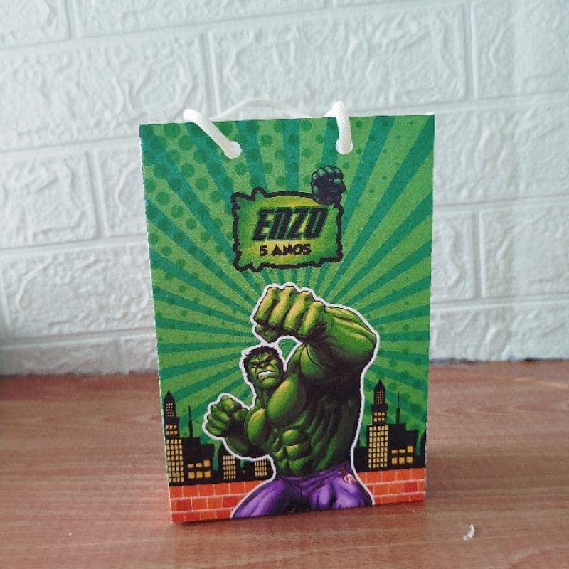 Sacolinha Personalizada Lembrancinha Festa O Incrível Hulk-Pegue e Monte