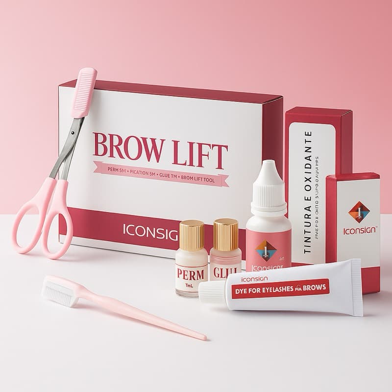 Kit Brow Lift Completo Iconsign com Ferramentas, Tintura e Oxidante para Sobrancelhas Profissional