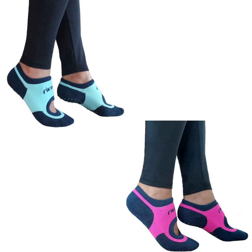 Kit 2 Pares Meia Sapatilha Pilates Fitness Yoga Antiderrapante Sem Costura