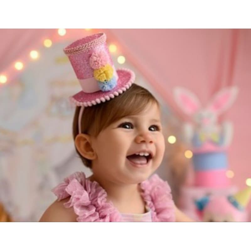 Tiara cartola, circo rosa acessórios infantil