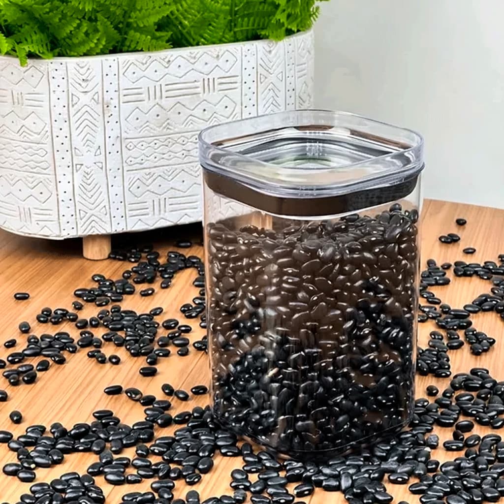 Pote Hermético Organizador 1L com Tampa Transparente UZ Ideal para Açúcar, Grãos, Café e Temperos