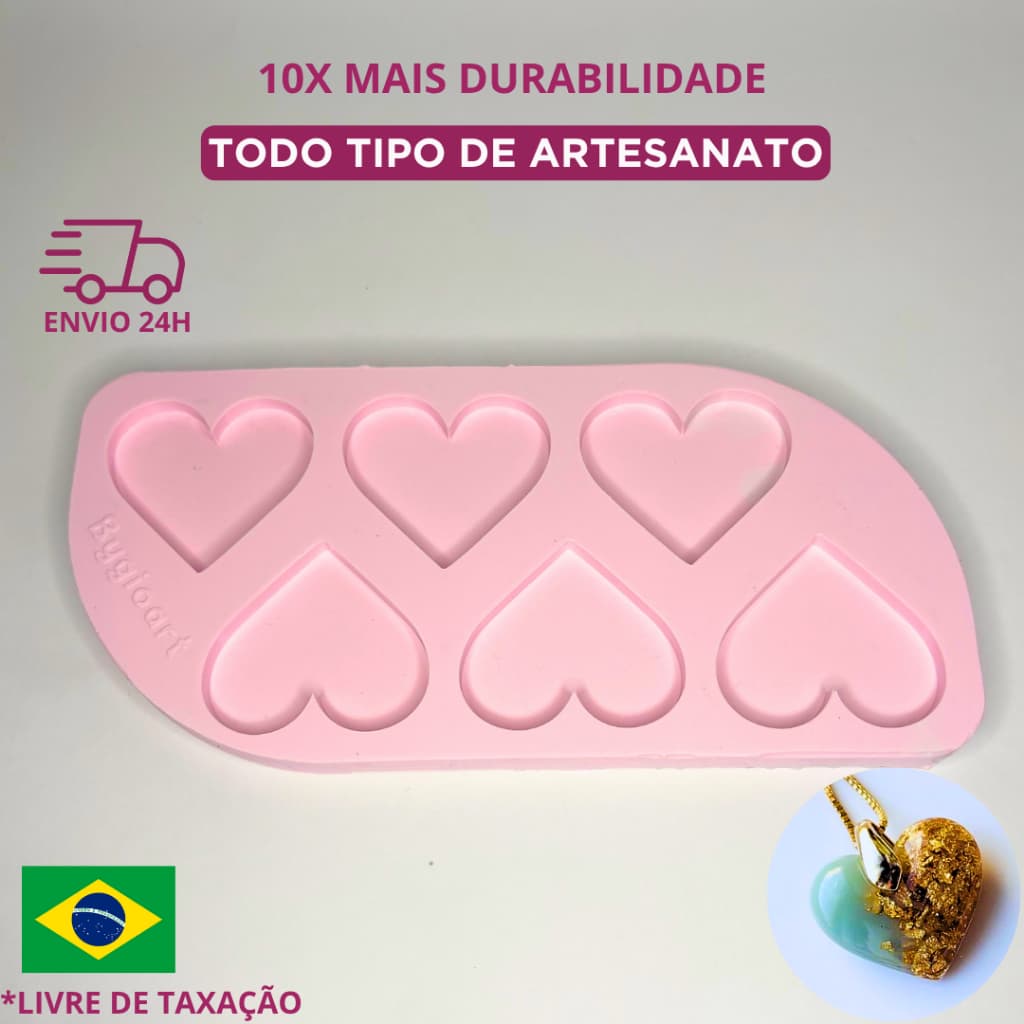 Molde silicone coração 6 cavidades chaveiro pingente artesanato resina epóxi borboleta paleta vela