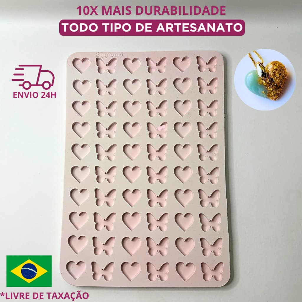 Molde silicone paleta 60 pingentes mini coração borboleta artesanato resina epóxi diy decoração vela