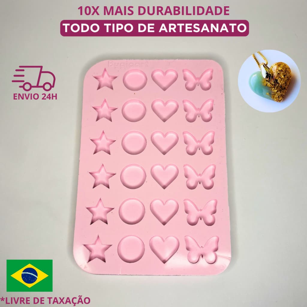Molde silicone pingente estrela coração circulo borboleta artesanato resina epóxi decoração diy vela bisquit confeita