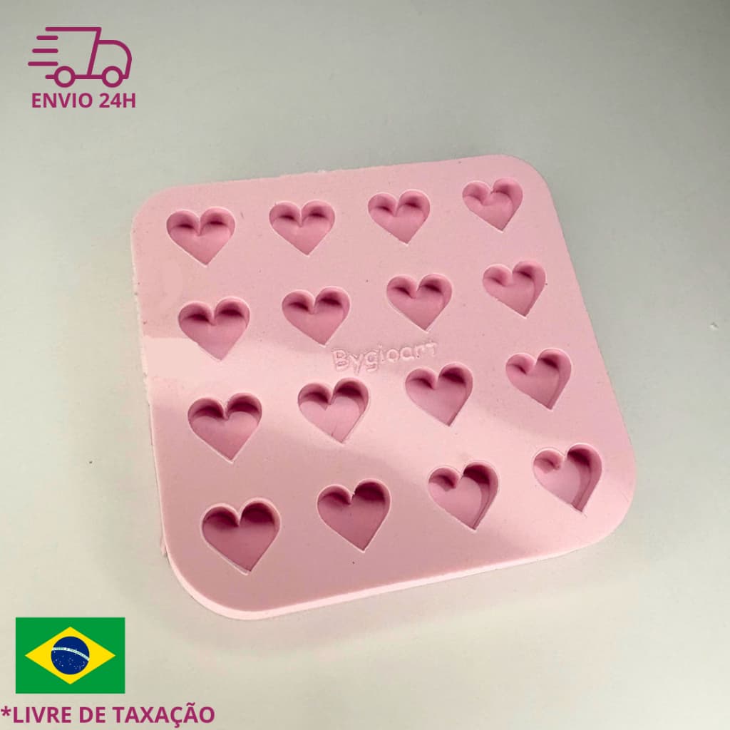 Molde silicone mini coração pingente 16 cavidades chaveiro resina diy confeitaria bisquit artesanato