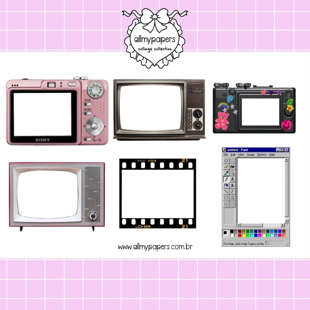 Adesivos para Planner Bujo Journal Scrapbook - All My Papers Y2K - câmera digital televisão vintage