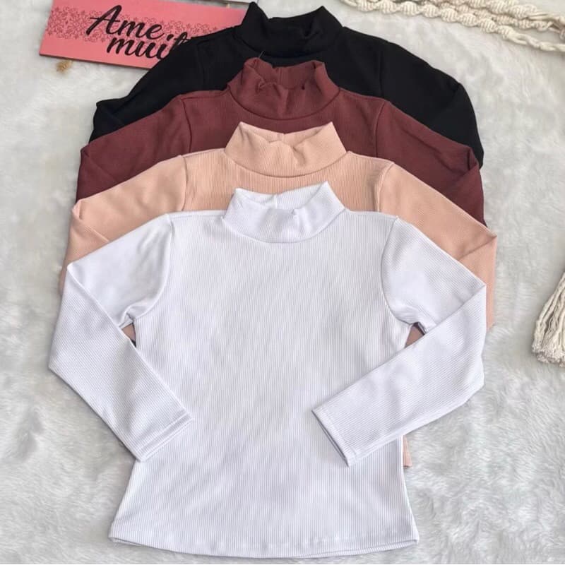 Blusa Manga Longa infantil Menina gola alta