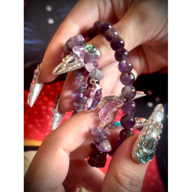 Kit de 2 Pulseiras de Pedra de Ametista Natural para Espiritualidade e Intuição