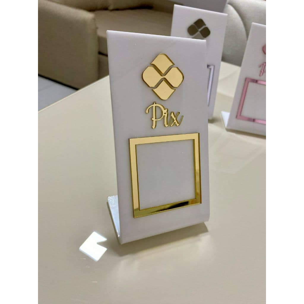Display de Acrílico Placa PIX para Balcão Pagamento QR Code
