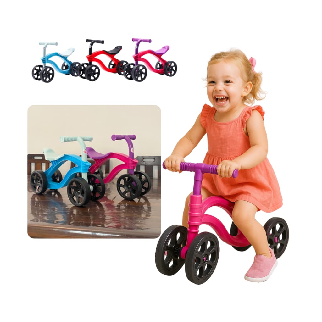 Bicicleta de Equilíbrio 4 Rodas Para Bebê Sem Pedal Andador Infantil Menino e Menina Criança