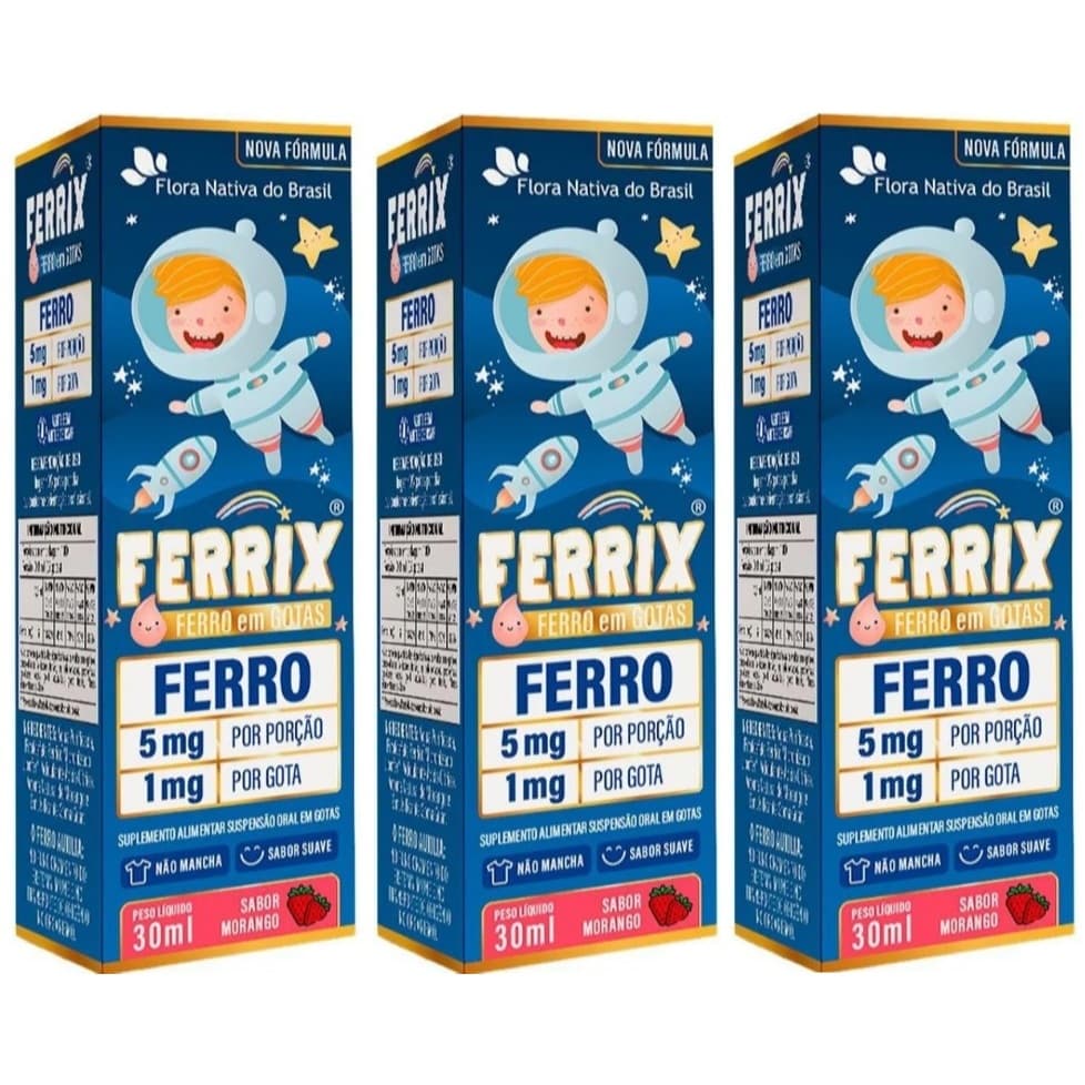 Ferrix Ferro Em Gotas Kids 30ml Flora Nativa Do Brasil Sabor Morango