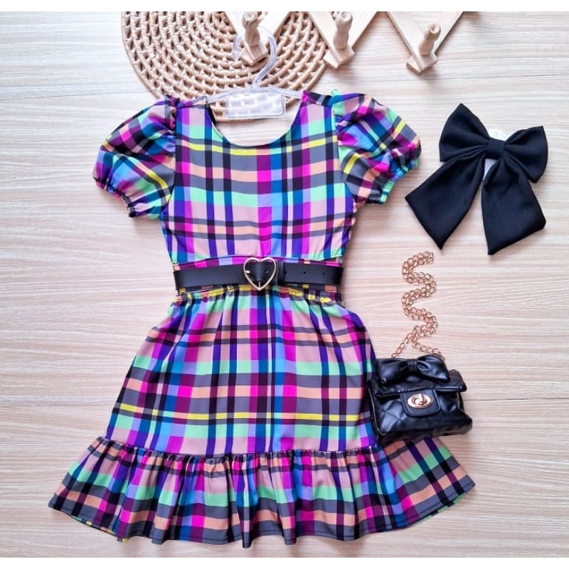 Vestido junino look xadrez infantil Vestido xadrez