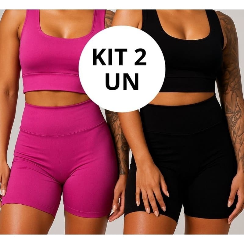 Kit 2 Shorts Legging Feminino Meia Coxa Cintura Alta Bermuda Zero Transparência