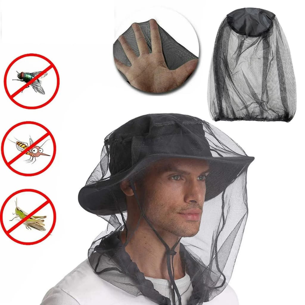 Tela Mosquiteiro para Chapéu Proteção Contra Insetos Pesca Camping Trilha Sobrepor Cabeça