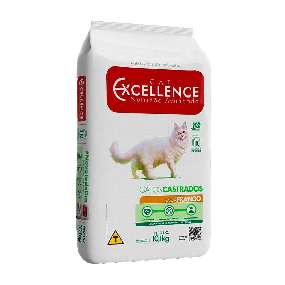 Ração Cat Excellence para Gatos Adultos Castrados sabor Frango 10.1Kg