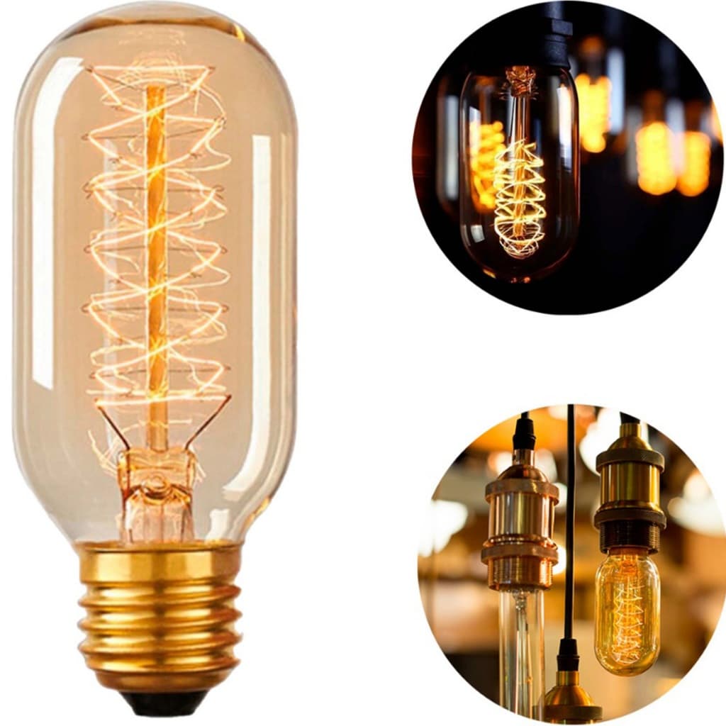kit 10 peças Lâmpada Retro Vintage T45 40w Filamento De Carbono E27 decoração Luminaria lustre