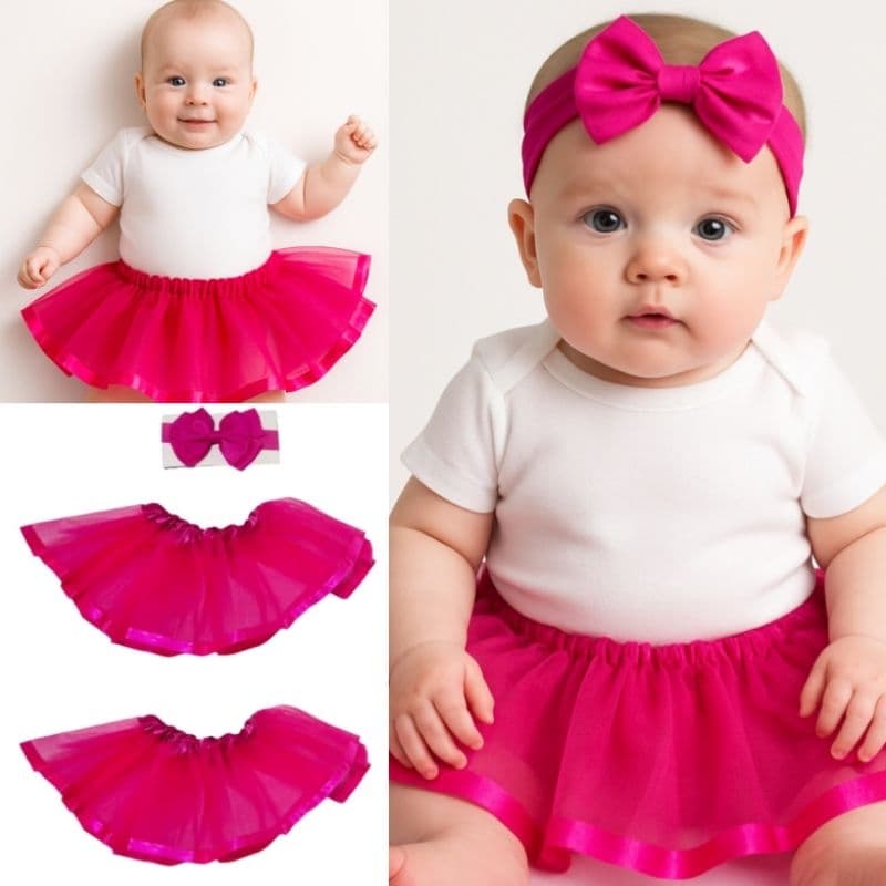 Saia Tule Bebê Pink para Body Personagem - Recem Nascido até 1 ano - Saia Tutu
