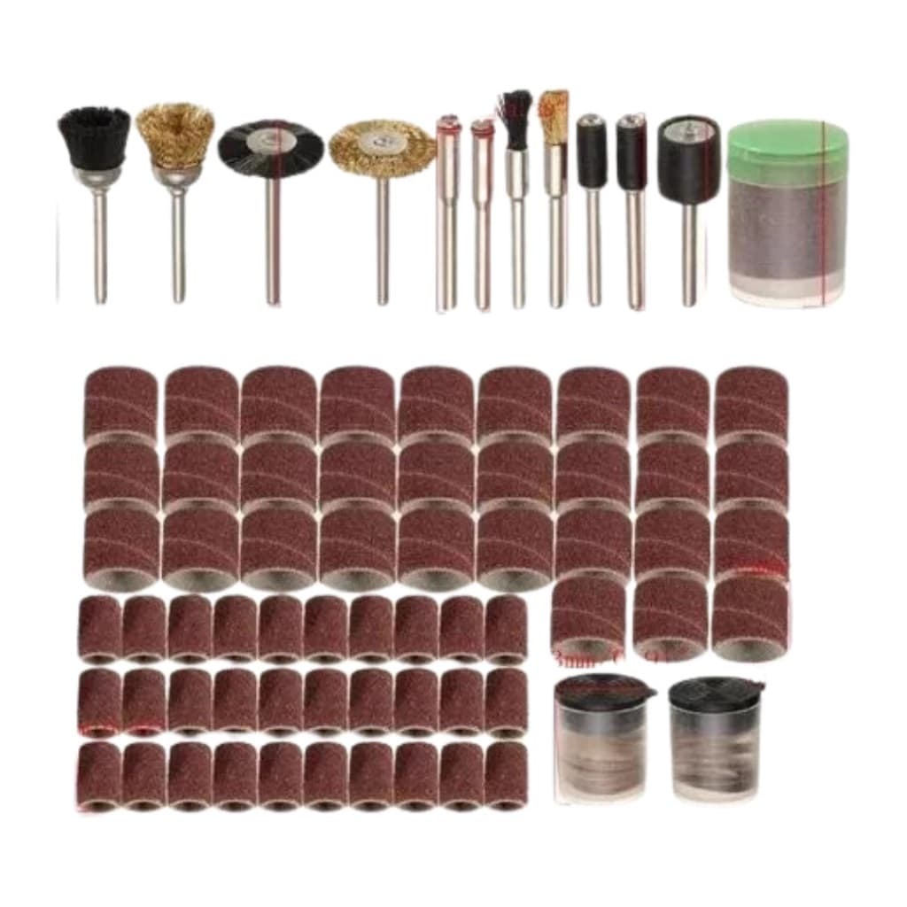Kit 150 Peças para Micro Retifica Lixas Discos Escovas e Hastes