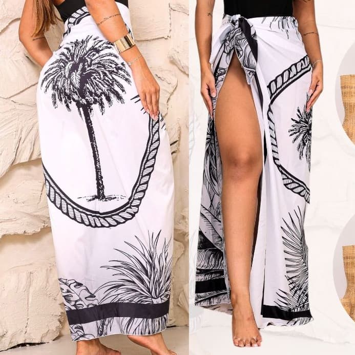 Saida De Praia Premium Longa Canga De Amarrar Saia Pareô Saida Banho Biquini Biquine Maiô  Estampado