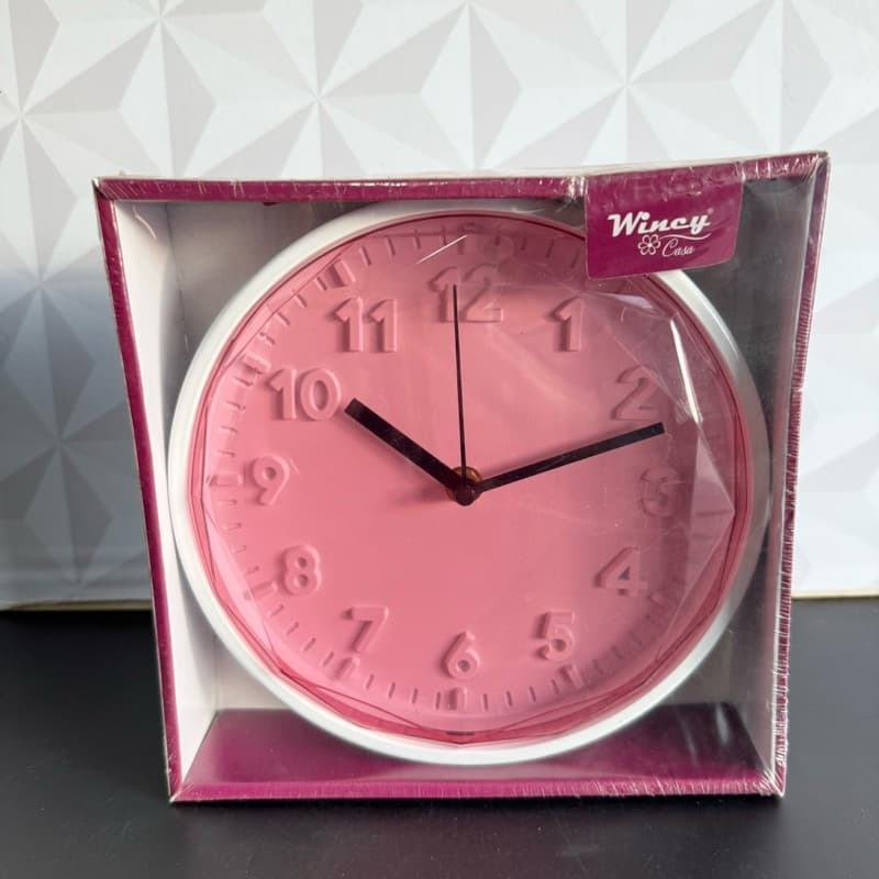 Relógio de parede rosa redondo a pilha para parede com números grande de vidro plástico - relogio rosa pink decorativo