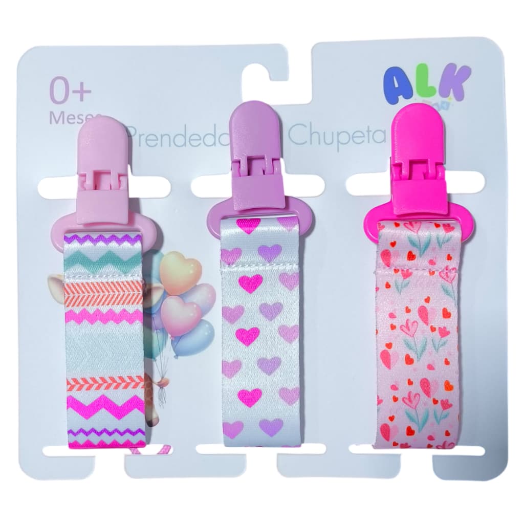 Prendedor de chupeta cordinha bico 3 unidades  ALK Baby compatível com Mam buba nuk lillo  avent