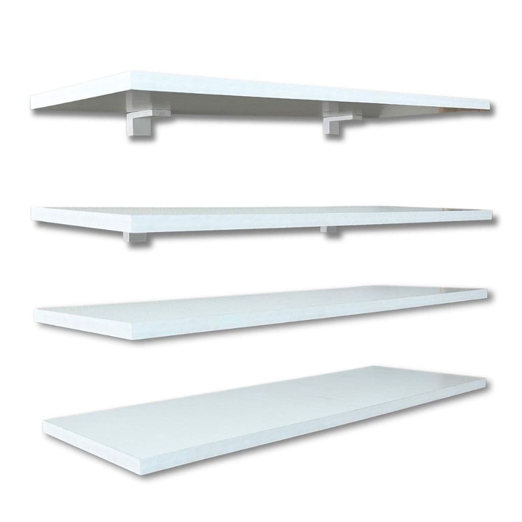 kit com 2 unidades de prateleiras Brancas MDF 15mm de 80x20cm e mais uma prateleira Branca 15mm 60x15cm com suportes