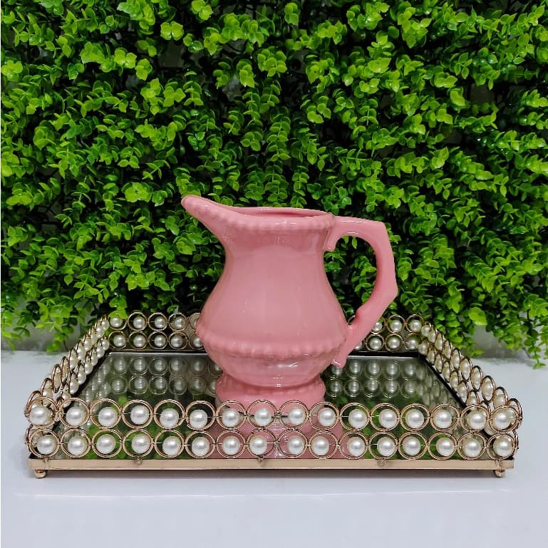 Jarra Bolinha Rosa escuro Cerâmica