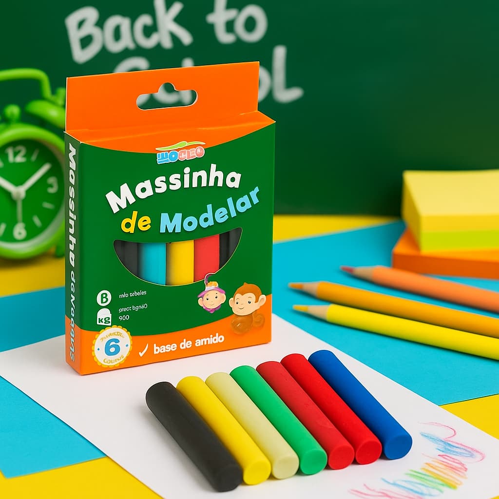 Kit 2 unidades Massinha de Modelar com 6 cores cada Leo&Leo