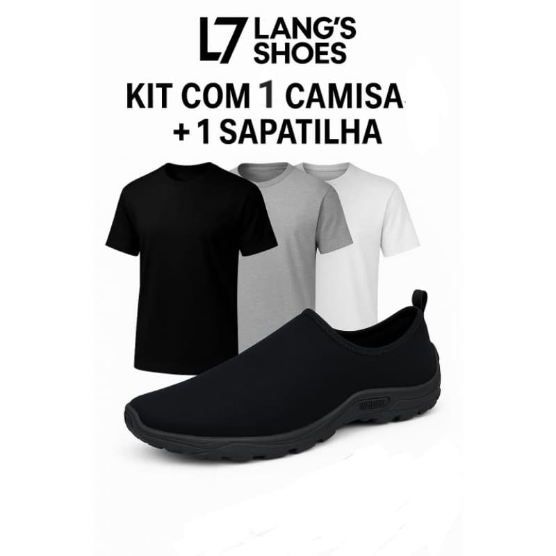Kit 1 Sapatilha Aquática Nautica Hibrida Unissex Preto Secagem Rápida Unissex Lançamento +1 Camisa