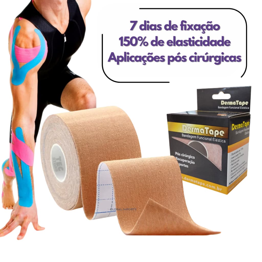 Bandagem Elástica Adesiva Dermatape 5 Metros Kinesio Muay Thai Boxe Joelho Fisioterapia Curativo