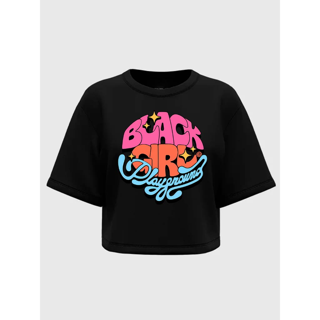 Cropped Oversized Feminino Black Girl Playground Orgulho Negro Black Power 100% Algodão