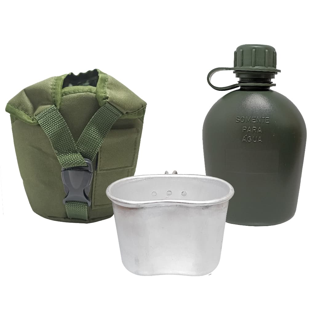 Kit Cantil Porta Cantil Caneco Aluminio 530 ml Bravura Militar