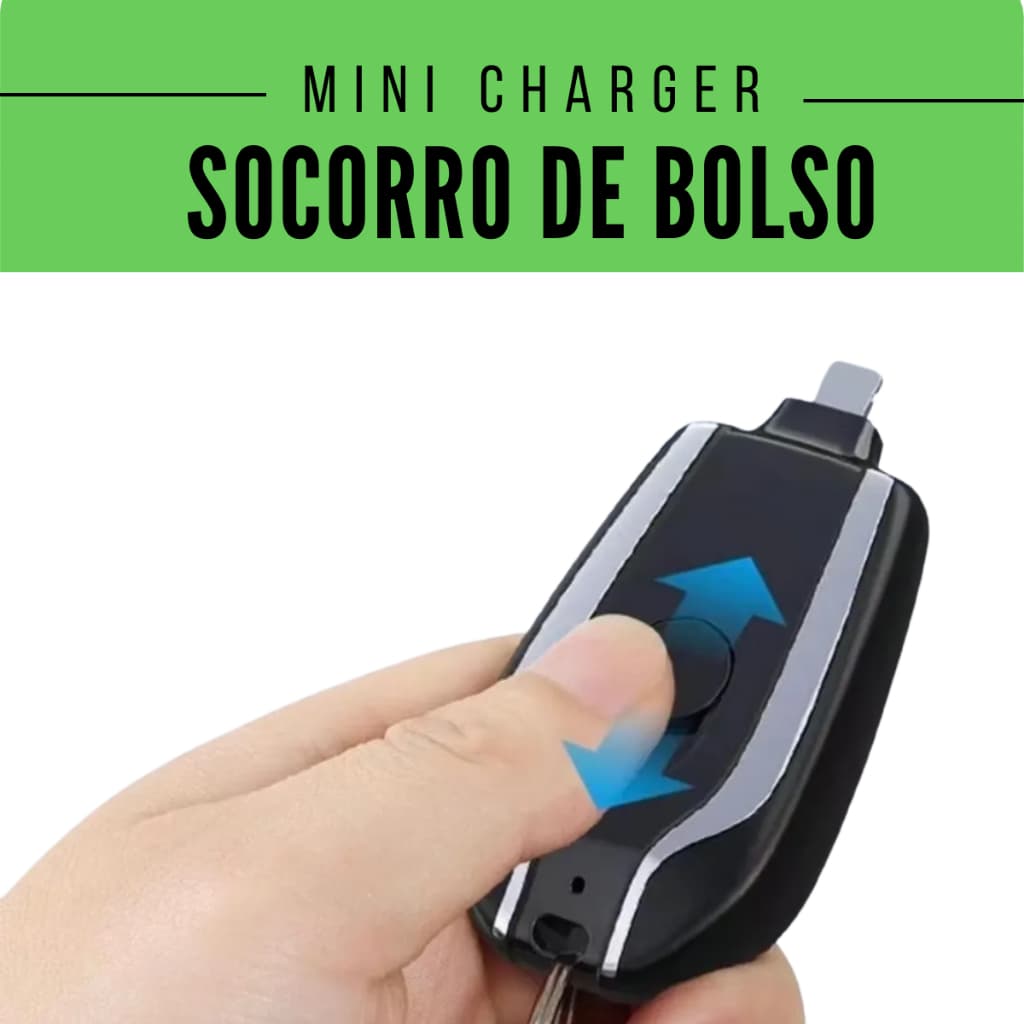 Mini Carregador Portátil Chaveiro 1500mAh – Energia Instantânea no Seu Bolso