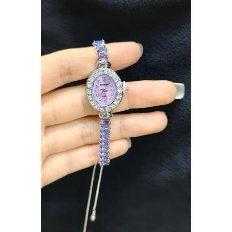 Relógio Feminino Pulseira Ajustável Livre Elíptico Diamante Conjunto Colorido Zircão