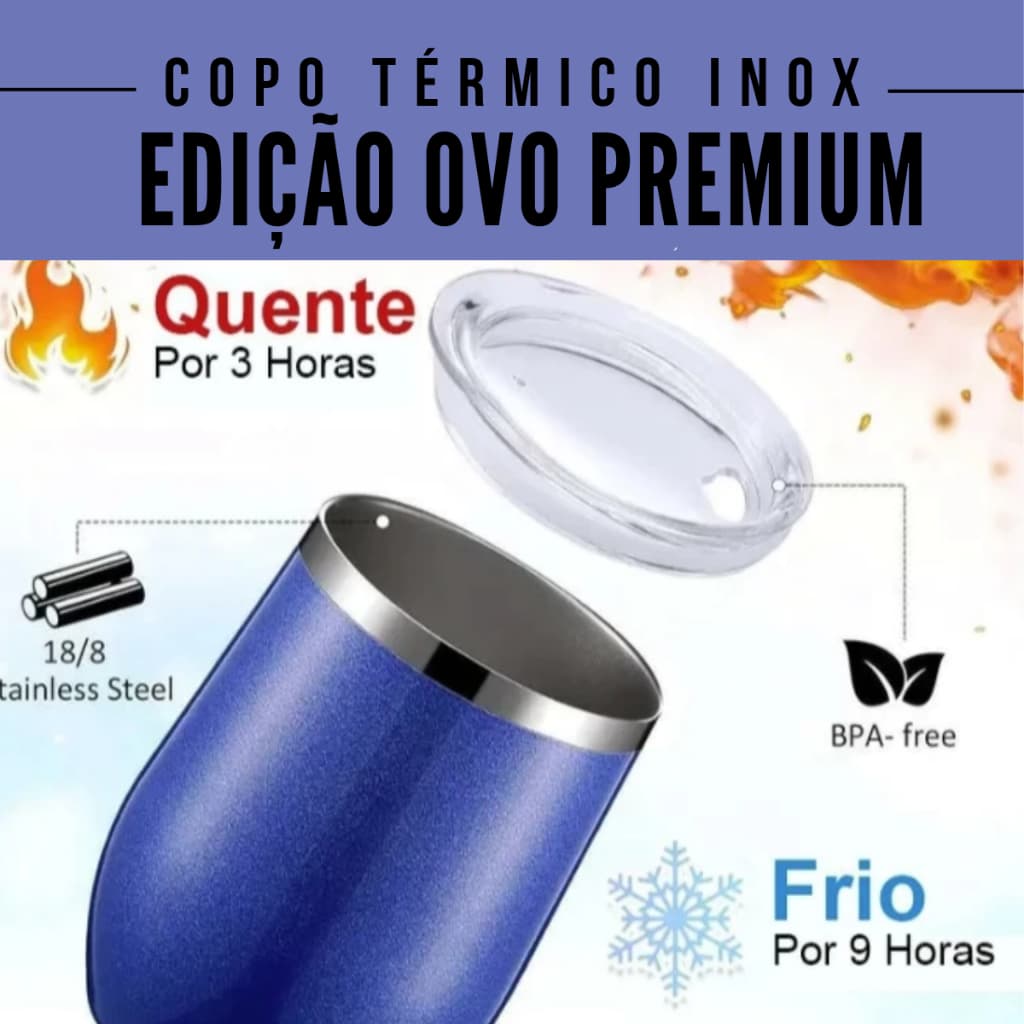 Copo Térmico Ovo Cuia Inox 350ml com Tampa – Estilo, Temperatura e Presença