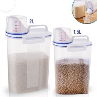 Pote Hermético p/ Cereais Arroz Feijão Lavanderia com Bico Dosador Multiuso total 1,5 e 2 Litros