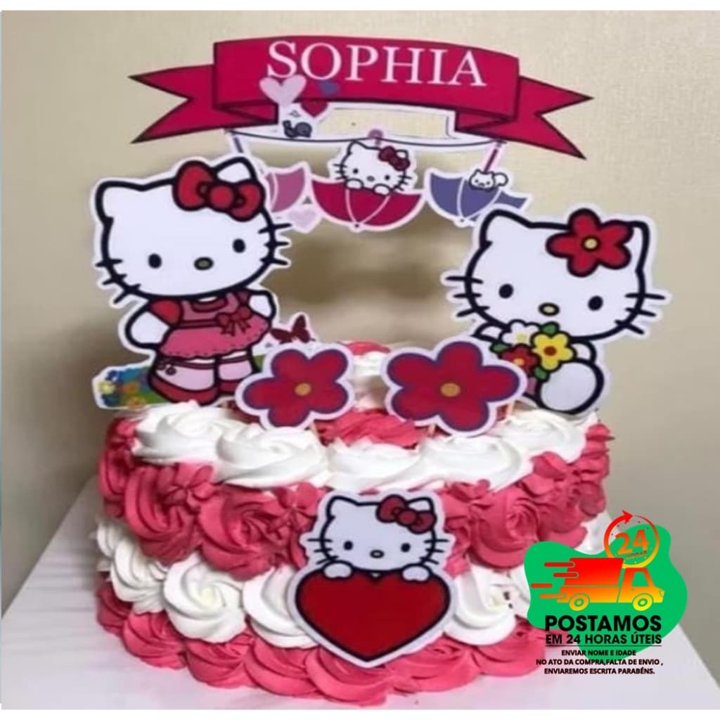 Topo de bolo Hello Kitty Personalizado