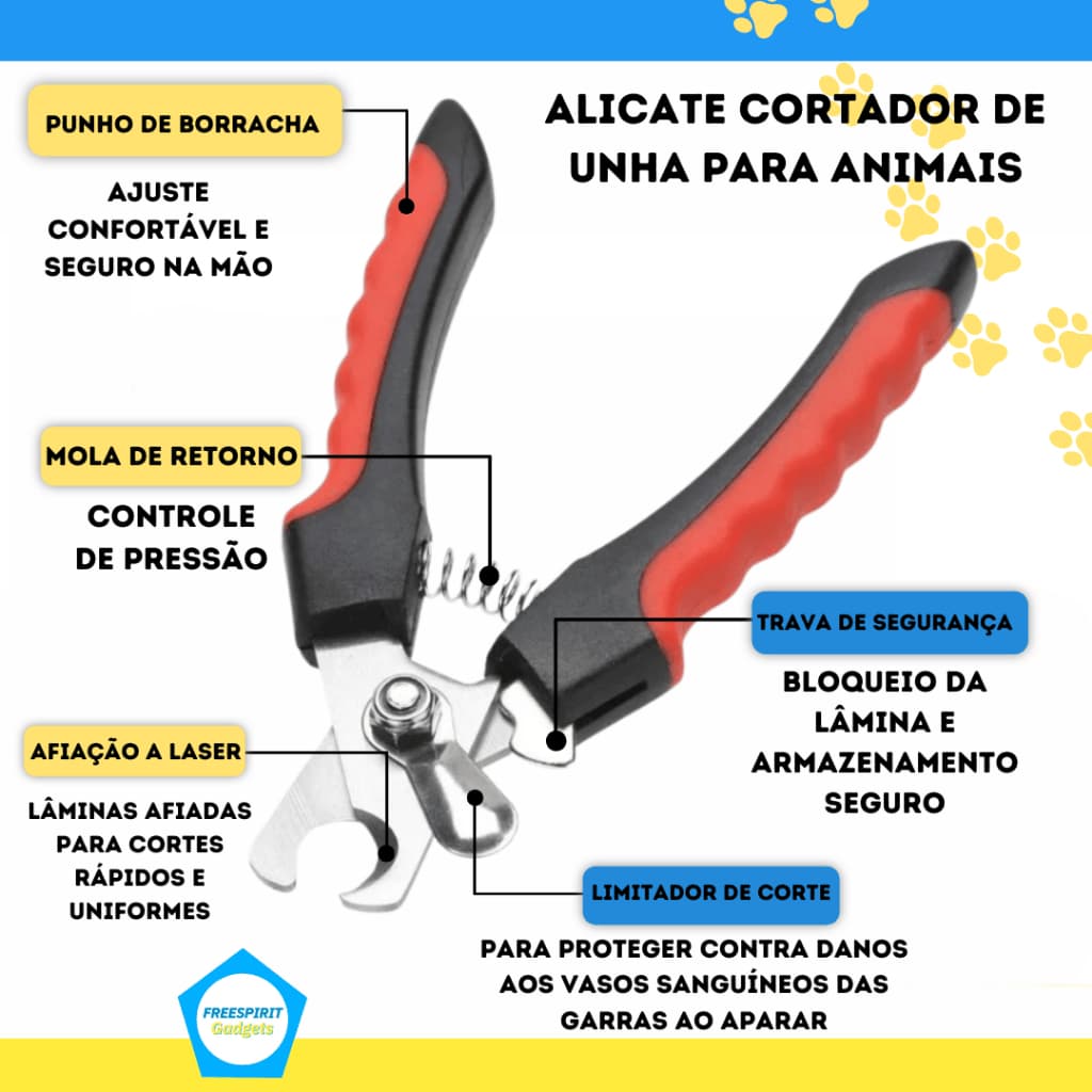KIT Cortador De Unha Pet Cães Gatos Alicate Unha Profissional Lixa Porte Médio