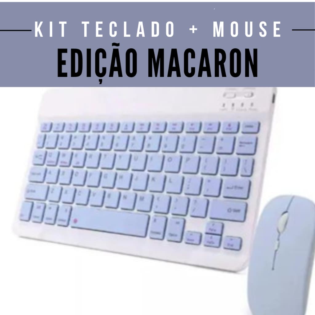 Kit Teclado + Mouse Bluetooth Macaron Sem Fio – Conecte Estilo, Liberdade e Silêncio