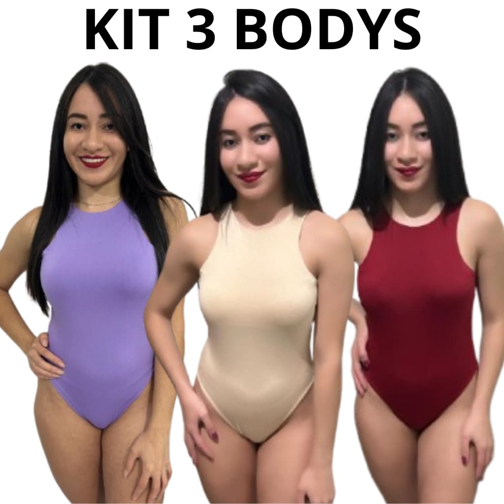 Kit 3 Body Feminino Suplex Feminina Regata Alça Grossa Blusa Lindas Cores